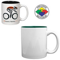 11 Oz. Gloss Two-Tone Mug - White/ Green Interior (Screen Printed)